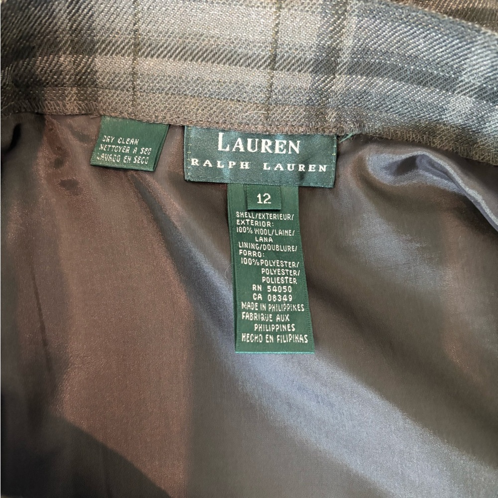Ralph Lauren - 100% Wool Forest Green Plaid Kilt Skirt - Picture 5 of 5